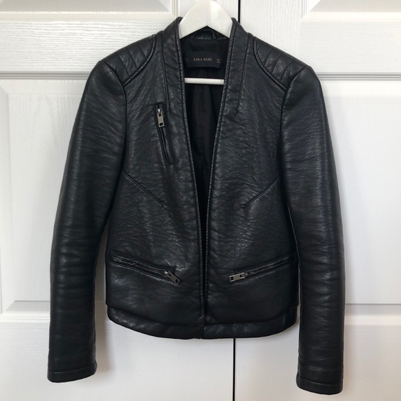 Zara Jackets & Blazers - ZARA Faux Black Leather Jacket Size Small